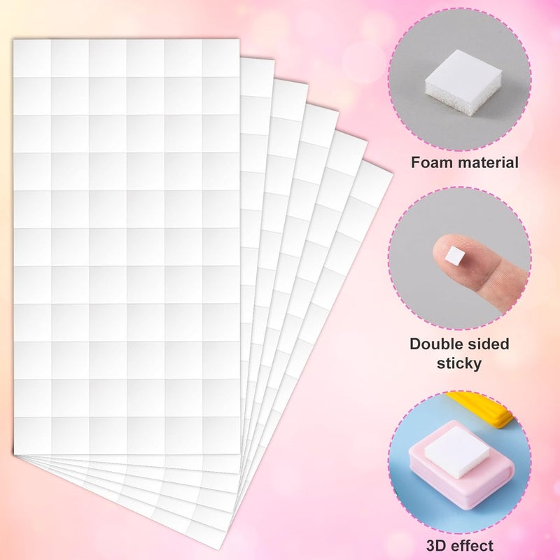 SmallCat 396 PCS Foam Discs Squares Stickers, 6 Sheet 3D Double-Sided Foam Adhesive Squares, Precut Foam Tapes for DIY Arts Crafts for Halloween Christmas - 0.47" - Image 3